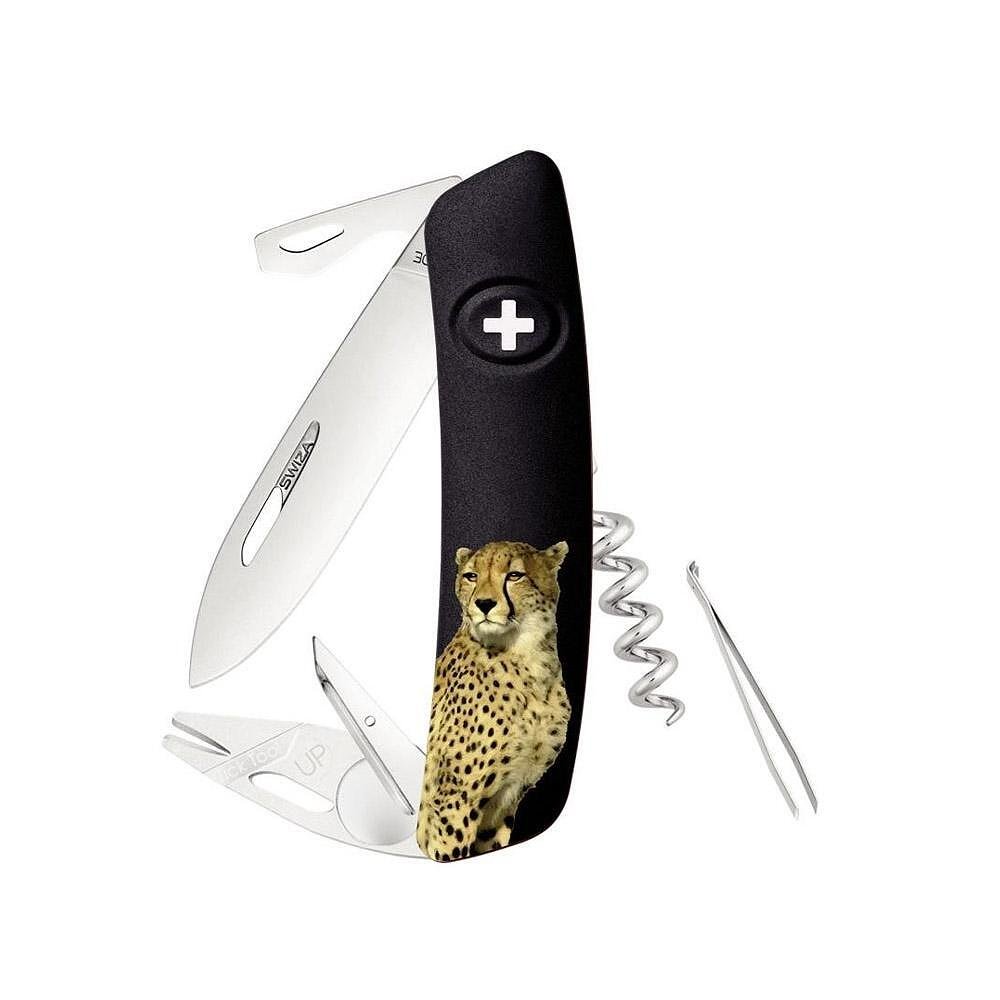 Швейцарско ножче SWIZA - TT03 Tick Tool Wildlife Cheetah Black, 7.5см острие, 11x функции