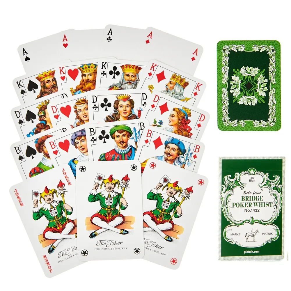 Карти за игра Piatnik, модел Bridge-Poker-Whist, зелен гръб