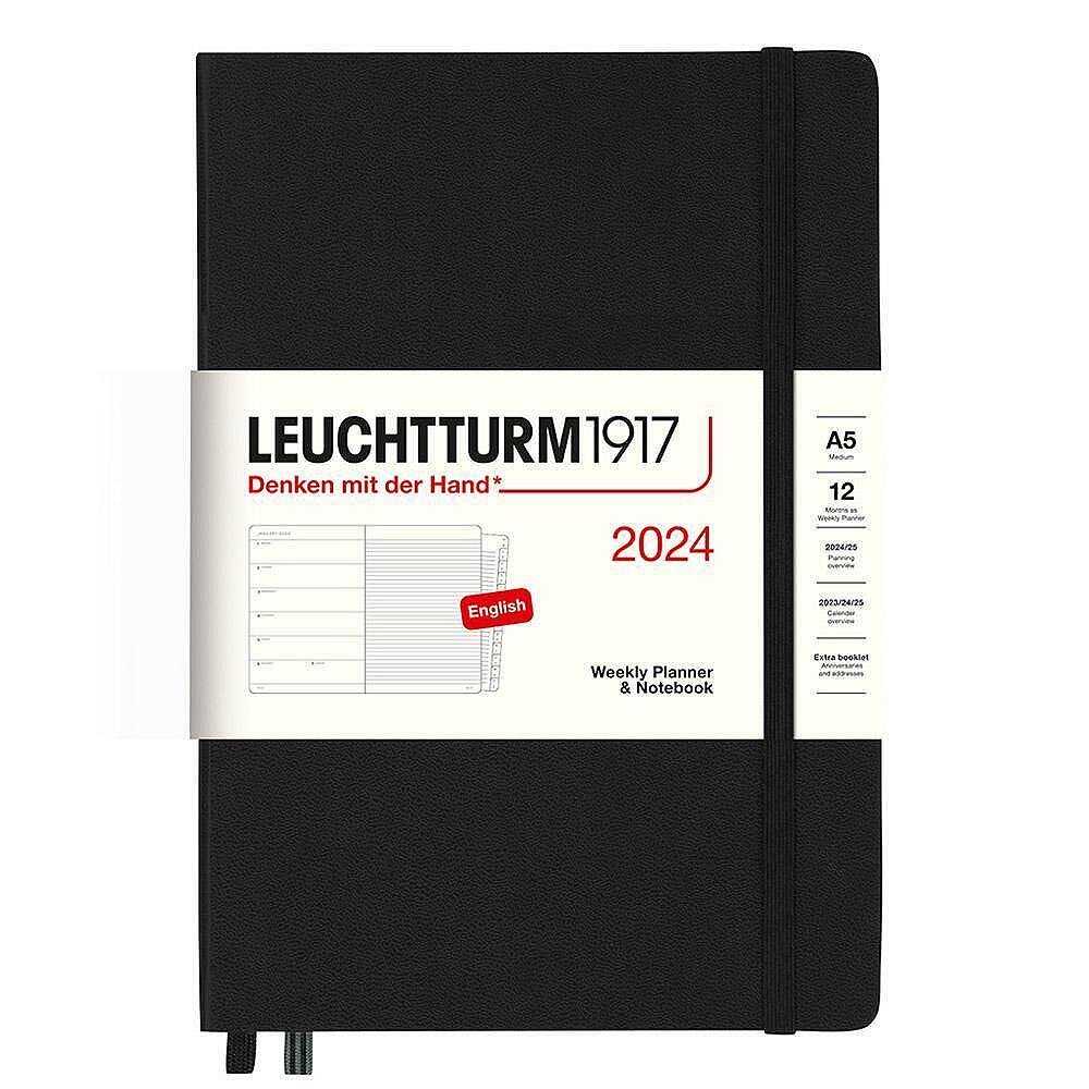 Тефтер А5 Leuchtturm1917 Weekly Planner & Notebook 2024, Black