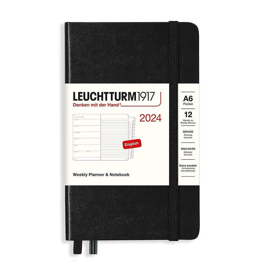 Тефтер A6 Leuchtturm1917 Weekly Planner & Notebook Pocket 2024, Black
