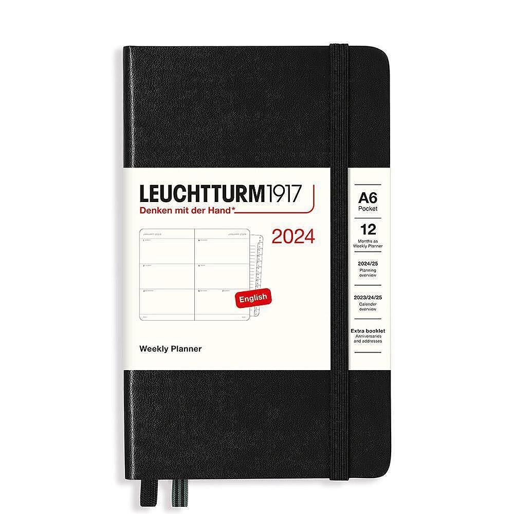 Тефтер A6 Leuchtturm1917 Weekly Planner Pocket 2024, Black