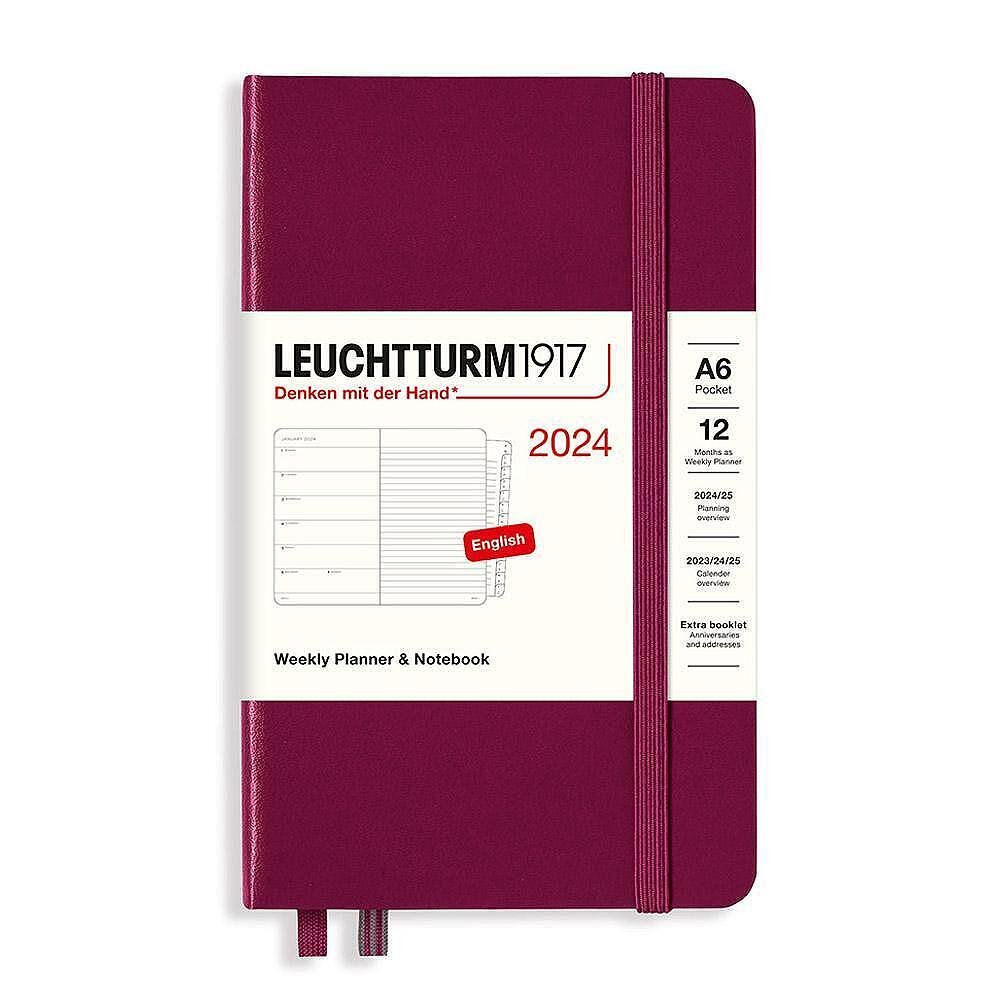 Тефтер A6 Leuchtturm1917 Weekly Planner & Notebook Pocket 2024, Port Red