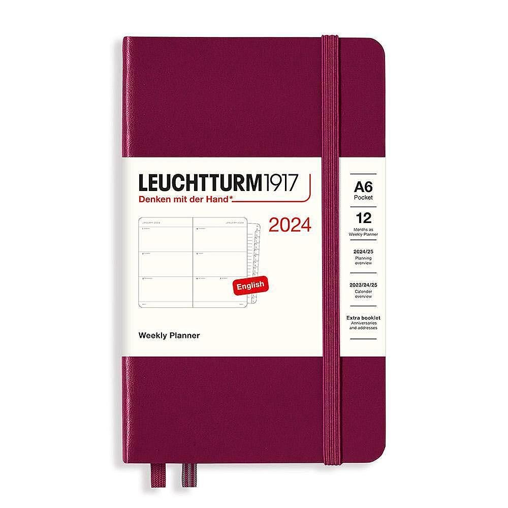 Тефтер A6 Leuchtturm1917 Weekly Planner Pocket 2024, Port Red