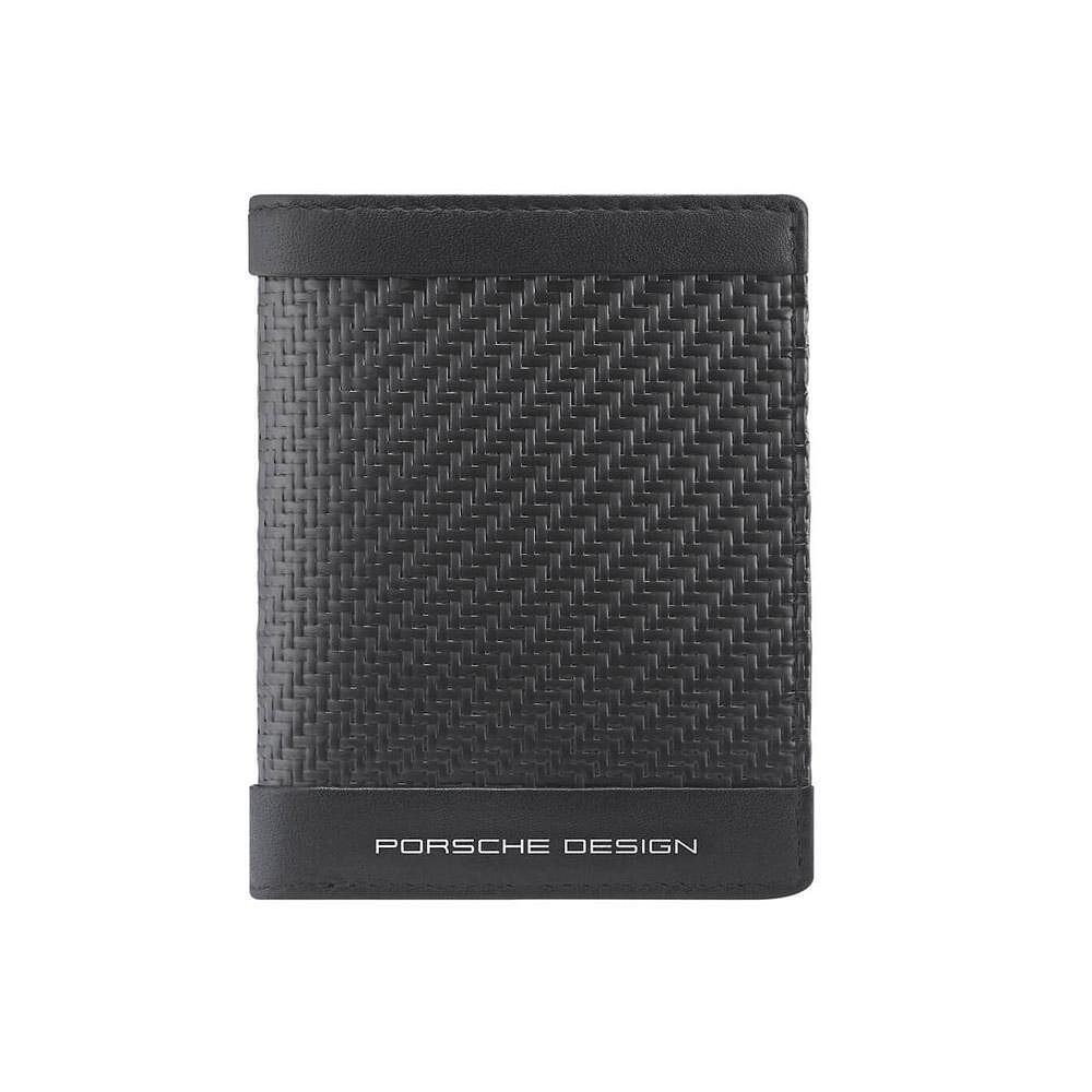 Вертикален малък портфейл Porsche Design - Carbon 6CC, с RFID защита, черен