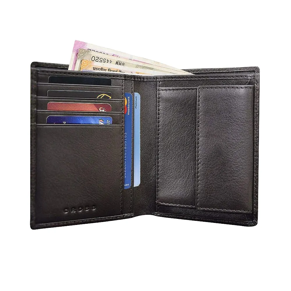 Вертикален мъжки портфейл Cross - RTC Oak Brown, с монетник - 2