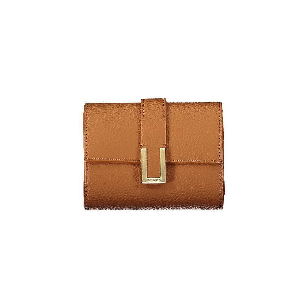 Дамски портфейл Calvin Klein с копче, кафяв
