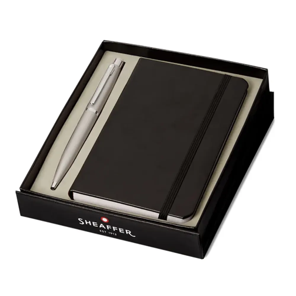 Комплект Sheaffer - химикалка VFM Strobe Silver и тефтер А6