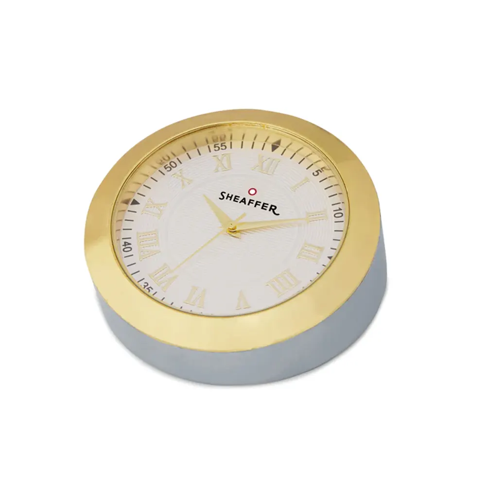 Комплект Sheaffer - химикалка 300 Bright Chrome и настолен часовник - 6