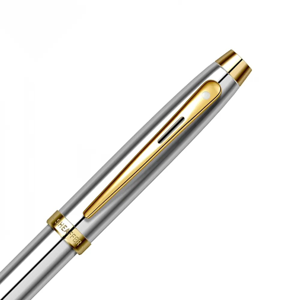 Комплект Sheaffer - химикалка 100 Bright Chrome и настолен часовник - 6