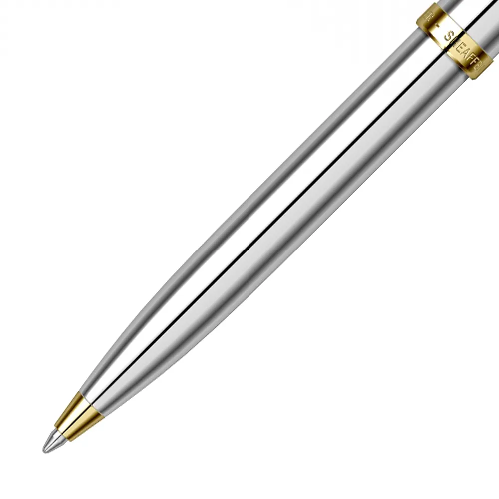 Комплект Sheaffer - химикалка 100 Bright Chrome и настолен часовник - 7