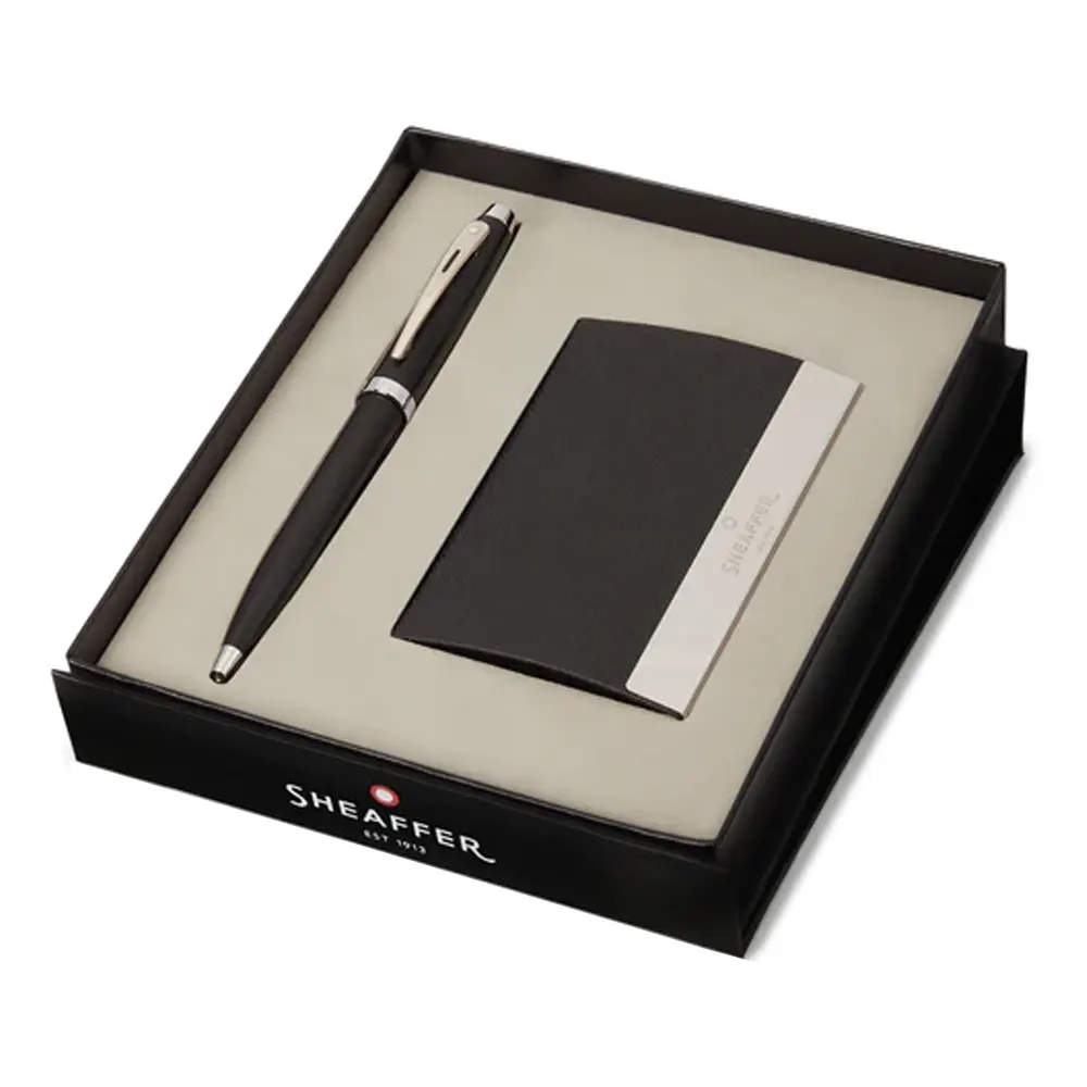 Комплект Sheaffer - химикалка 100 Matte Black и визитник