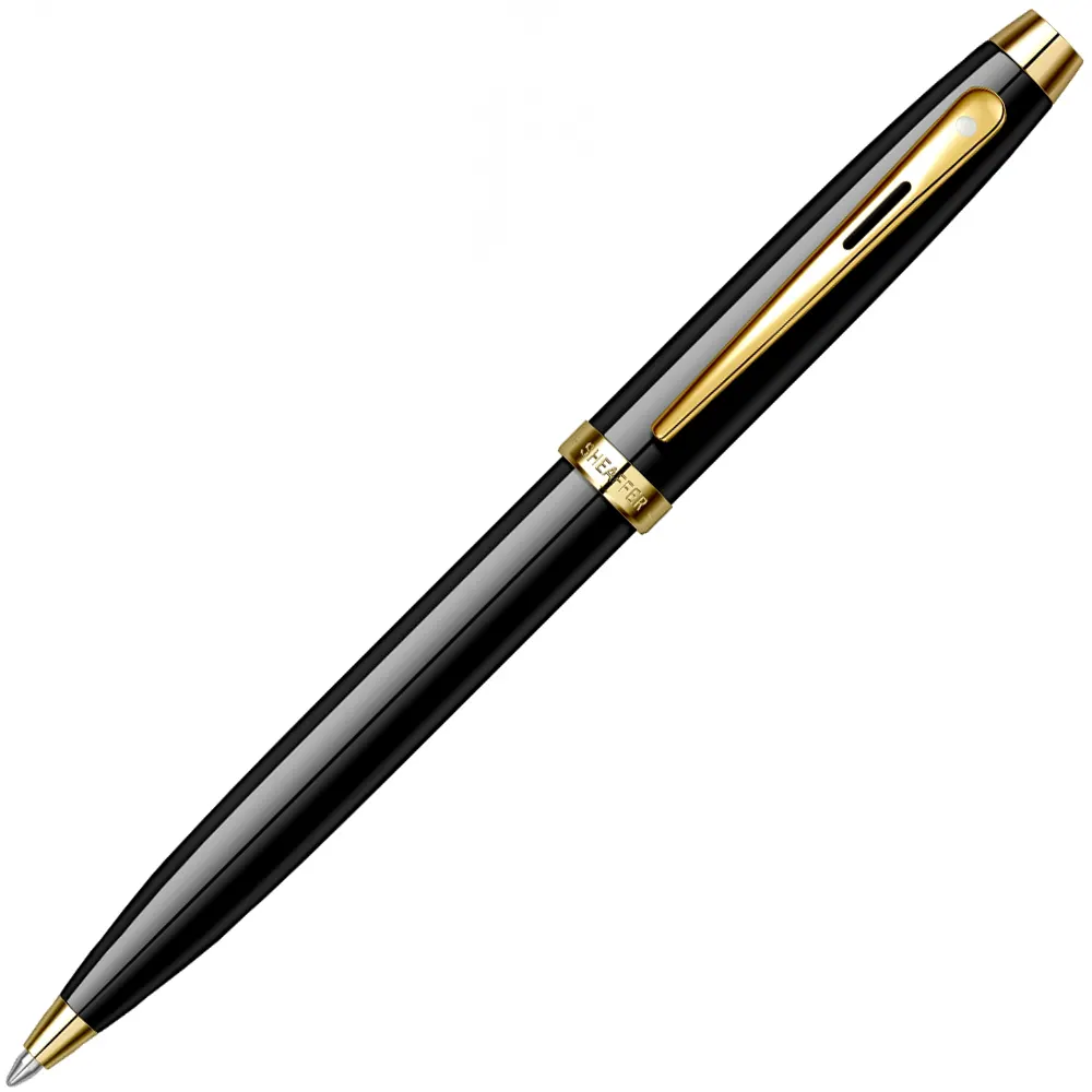 Комплект Sheaffer - химикалка 100 Glossy Black с настолен часовник - 5