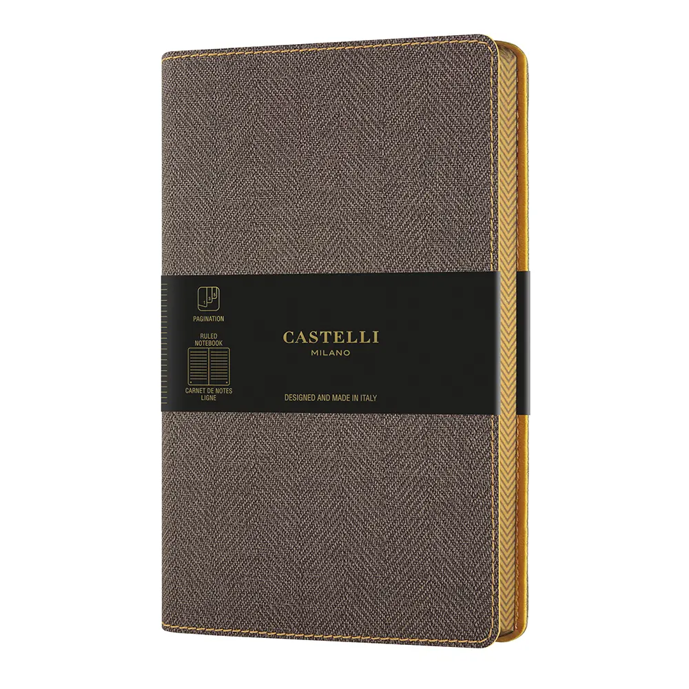 Тефтер Castelli Milano Harris - Tobacco Brown, 13см х 21 см, на редове