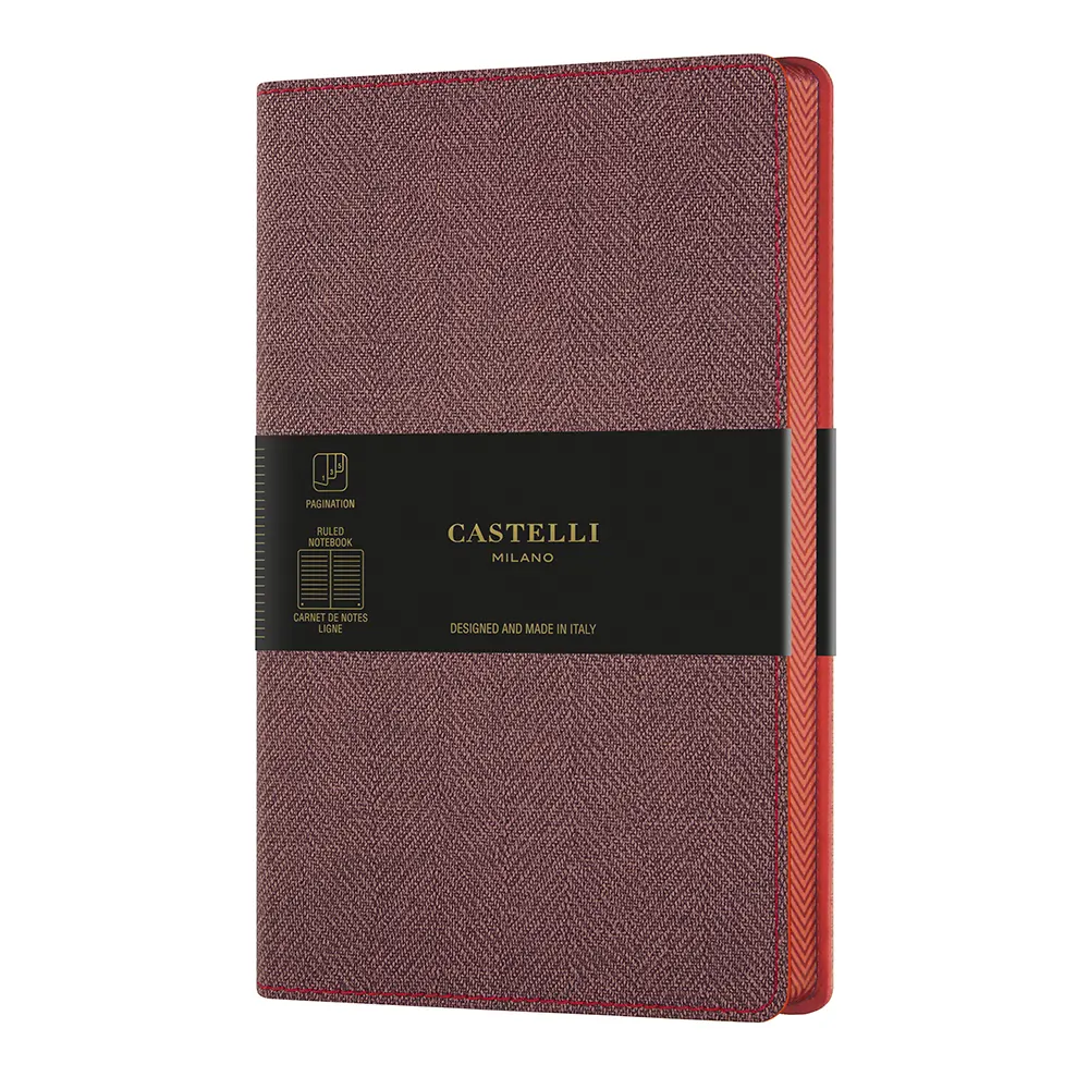 Тефтер Castelli Milano Harris - Maple Red, 13см х 21 см, на редове