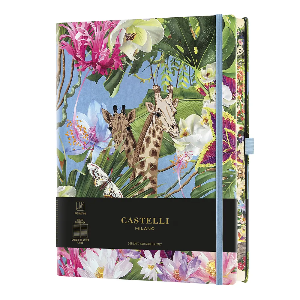 Тефтер Castelli Milano Eden - Giraffe, 19см x 25см, на редове