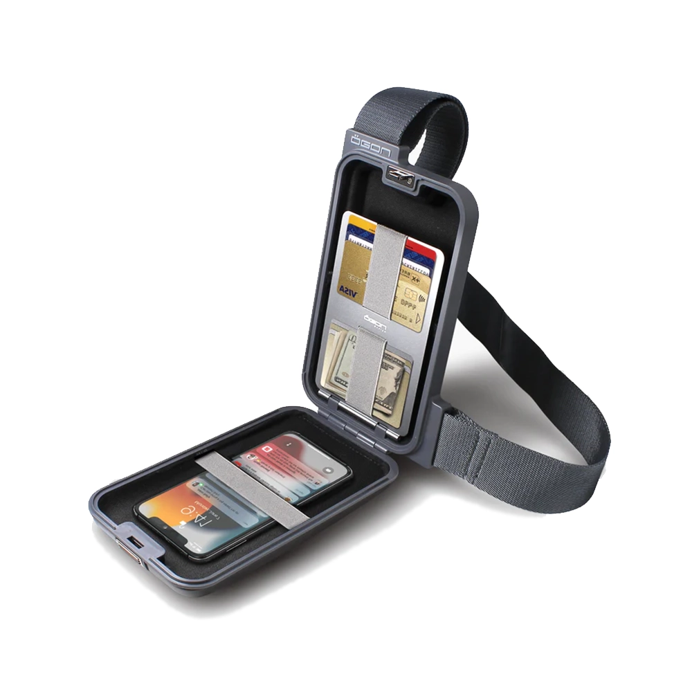 Слинг чанта-калъф за смартфон OGON - Phone Bag, с вграден портфейл, черна - 2