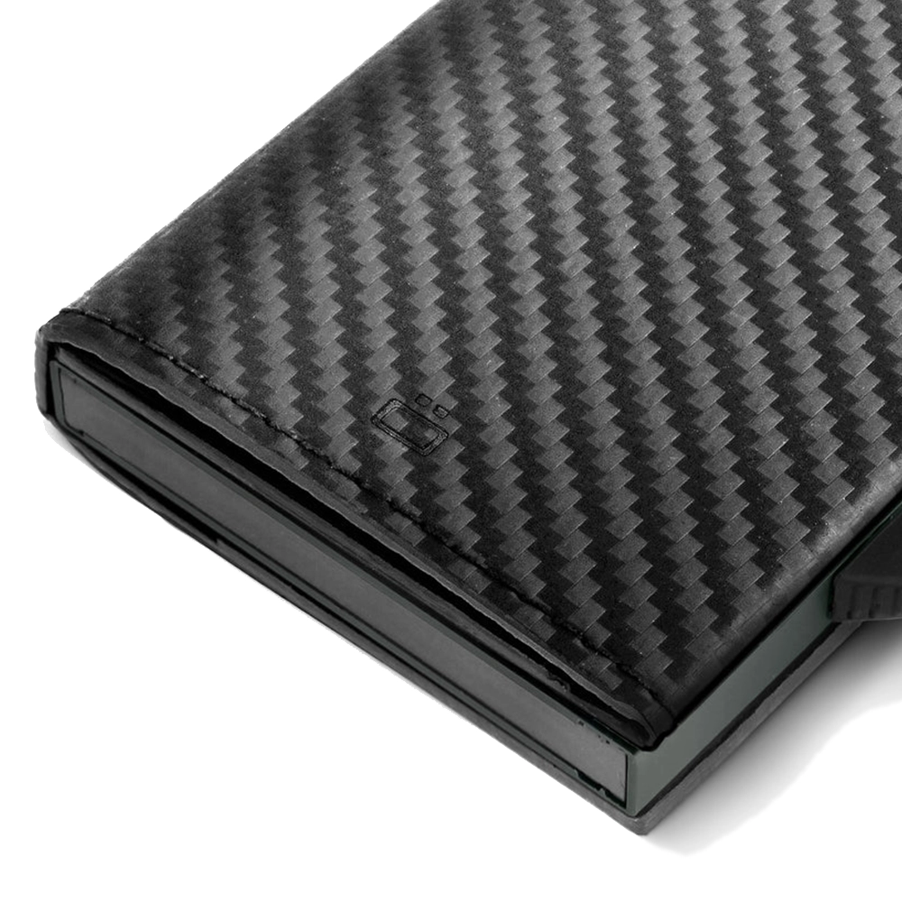 Портфейл OGON - Cascade Slim, до 8 карти, алуиминий и естествена кожа, карбонов дизайн - 4