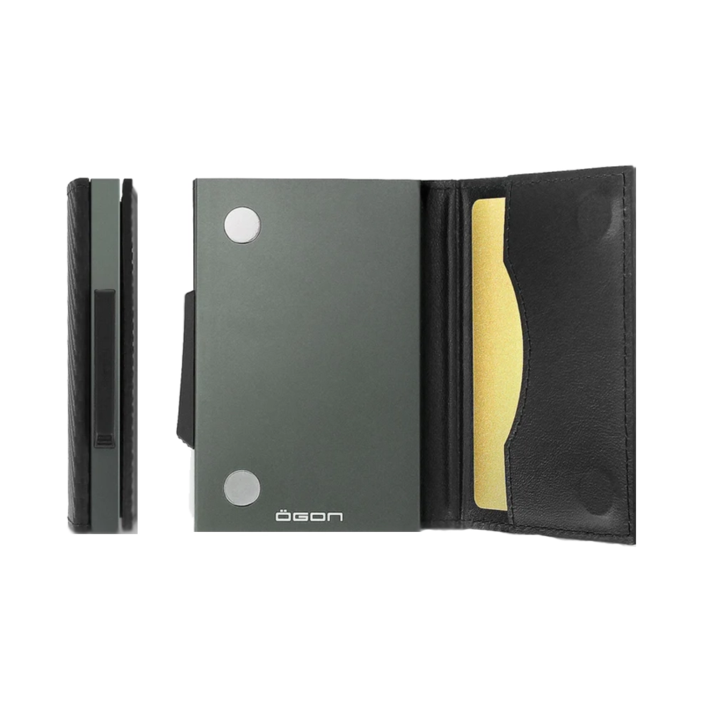 Портфейл OGON - Cascade Slim, до 8 карти, алуиминий и естествена кожа, карбонов дизайн - 3