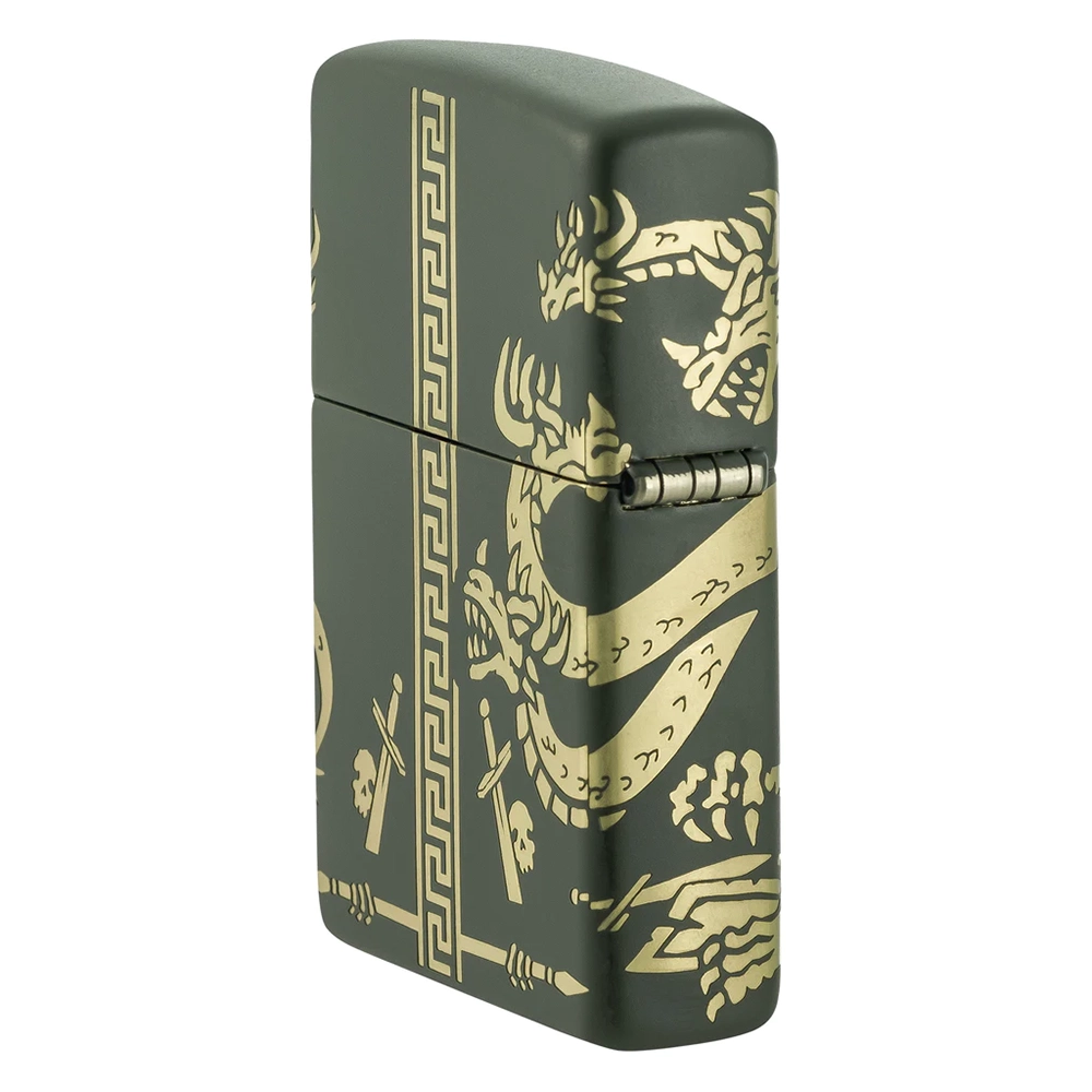 Запалка Zippo - Dragon Design Green Matte Laser 360° - 6
