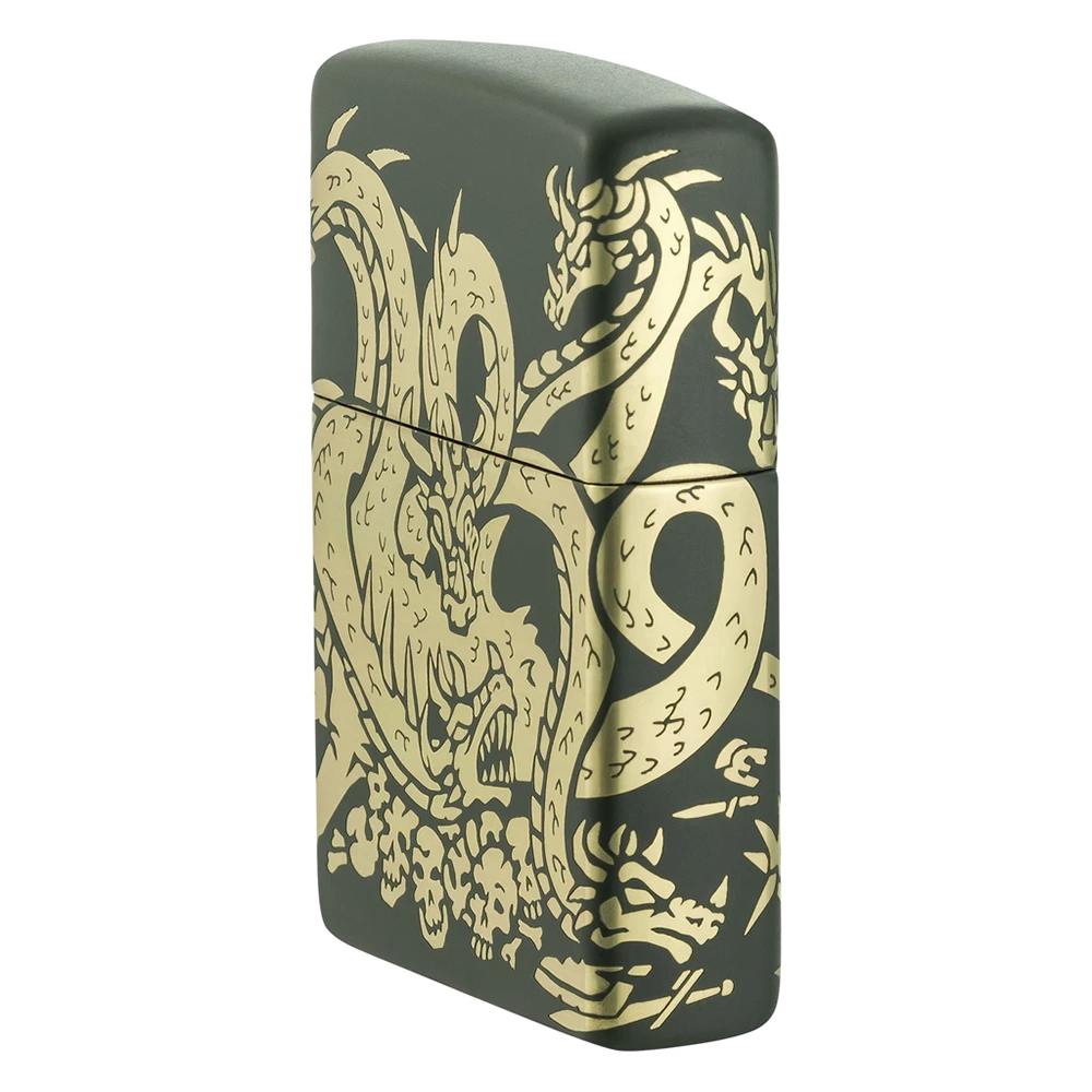 Запалка Zippo - Dragon Design Green Matte Laser 360° - 7