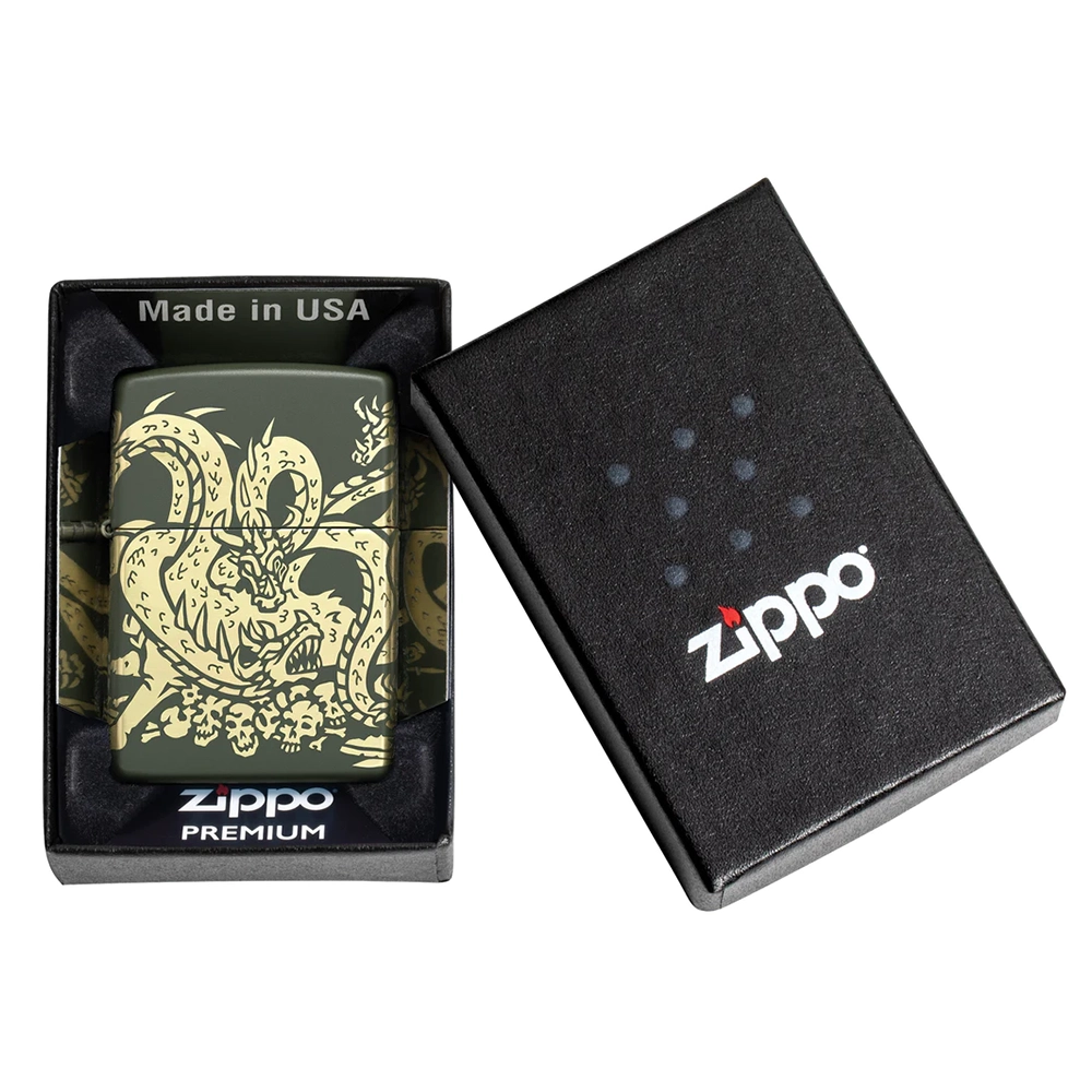 Запалка Zippo - Dragon Design Green Matte Laser 360° - 8
