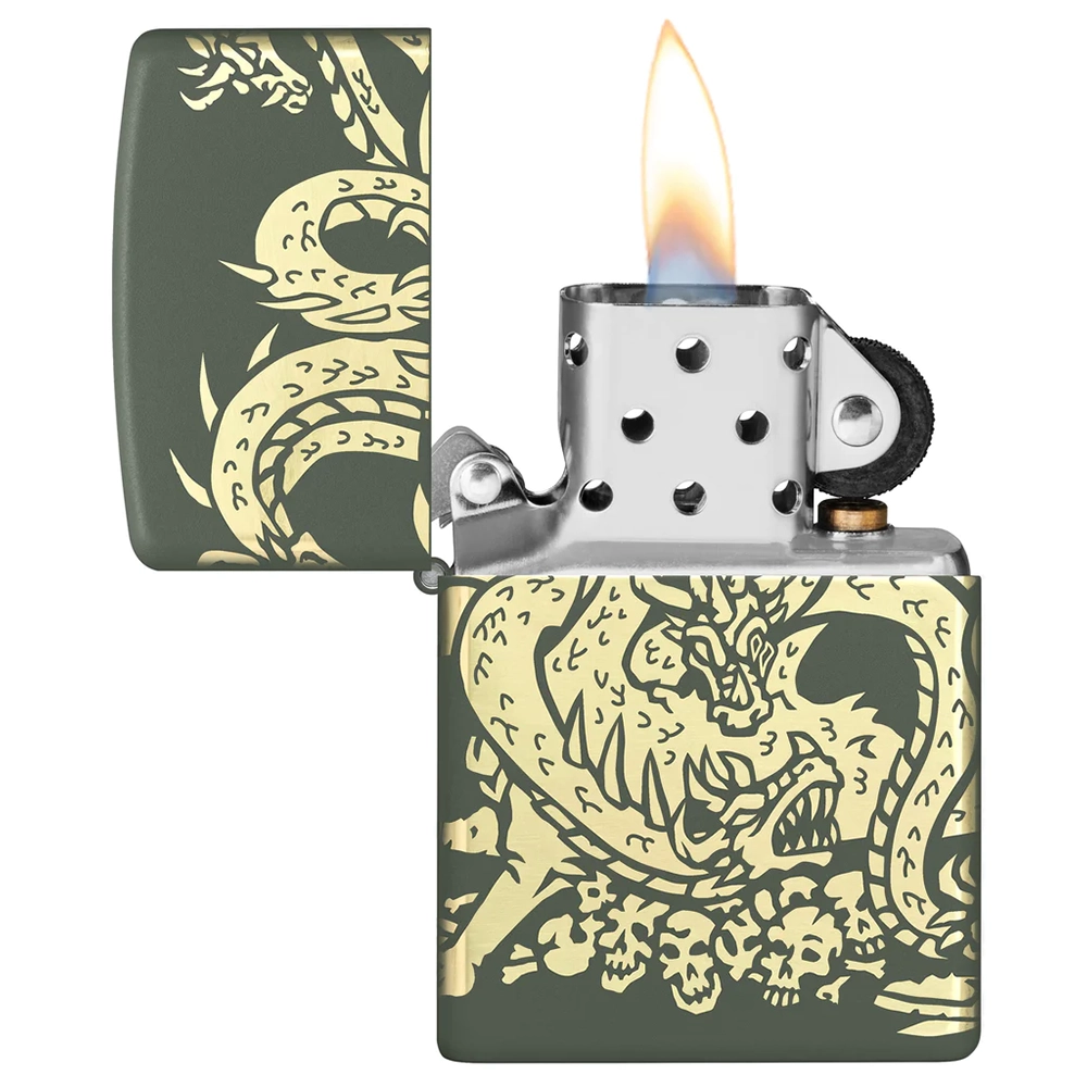 Запалка Zippo - Dragon Design Green Matte Laser 360° - 3
