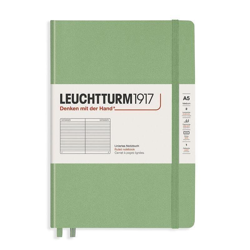 Тефтер А5 Leuchtturm1917 Muted Colors Collection Sage, твърди корици, на редове