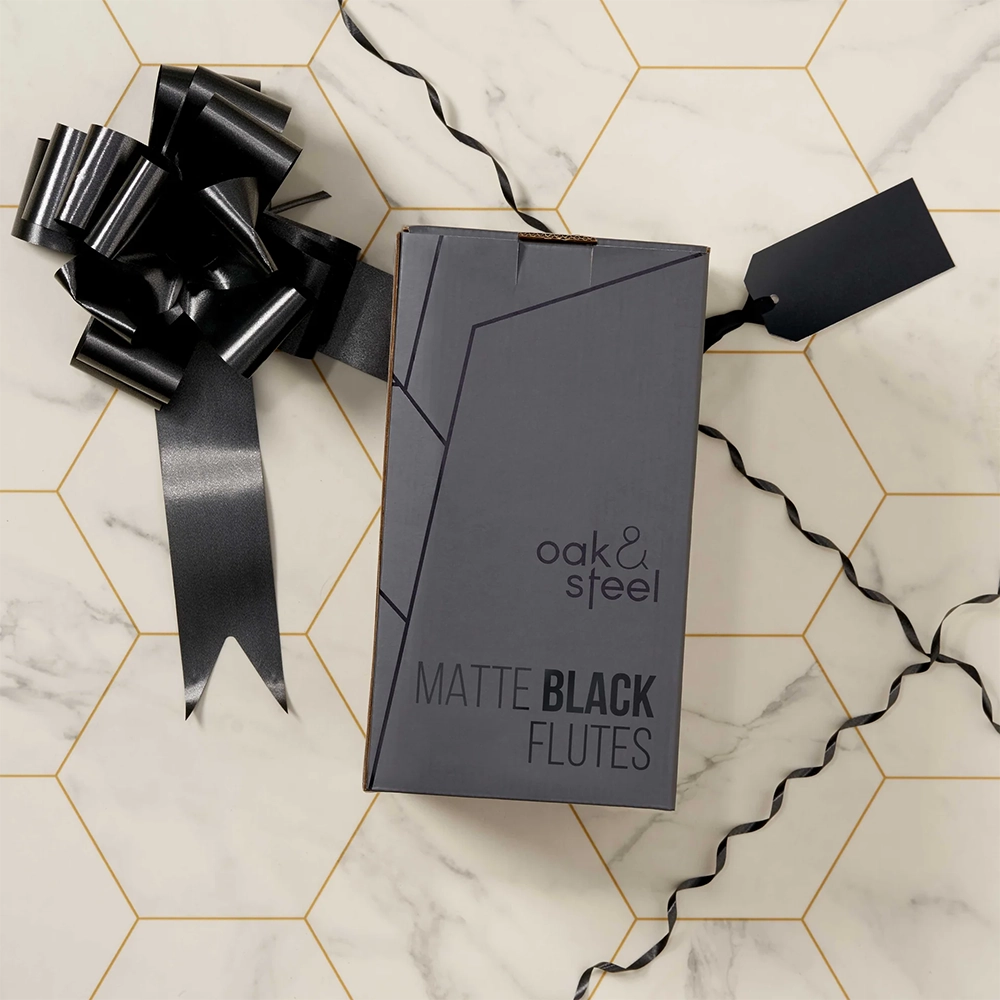 Чаши за пенливо вино Oak&Steel - Matte Black, 4x по 285мл, неръждаема стомана, черни - 3