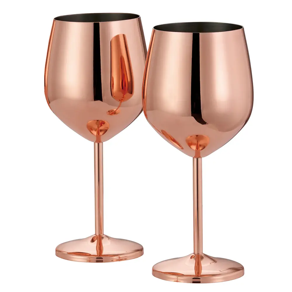 Чаши за вино Oak&Steel - Rose Gold Wine, 2x по 500мл, розово злато
