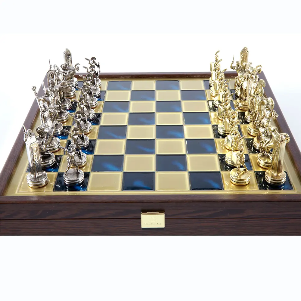 Луксозен шах Manopoulos - Гръцка митология, сини полета, 34х34 см - 2