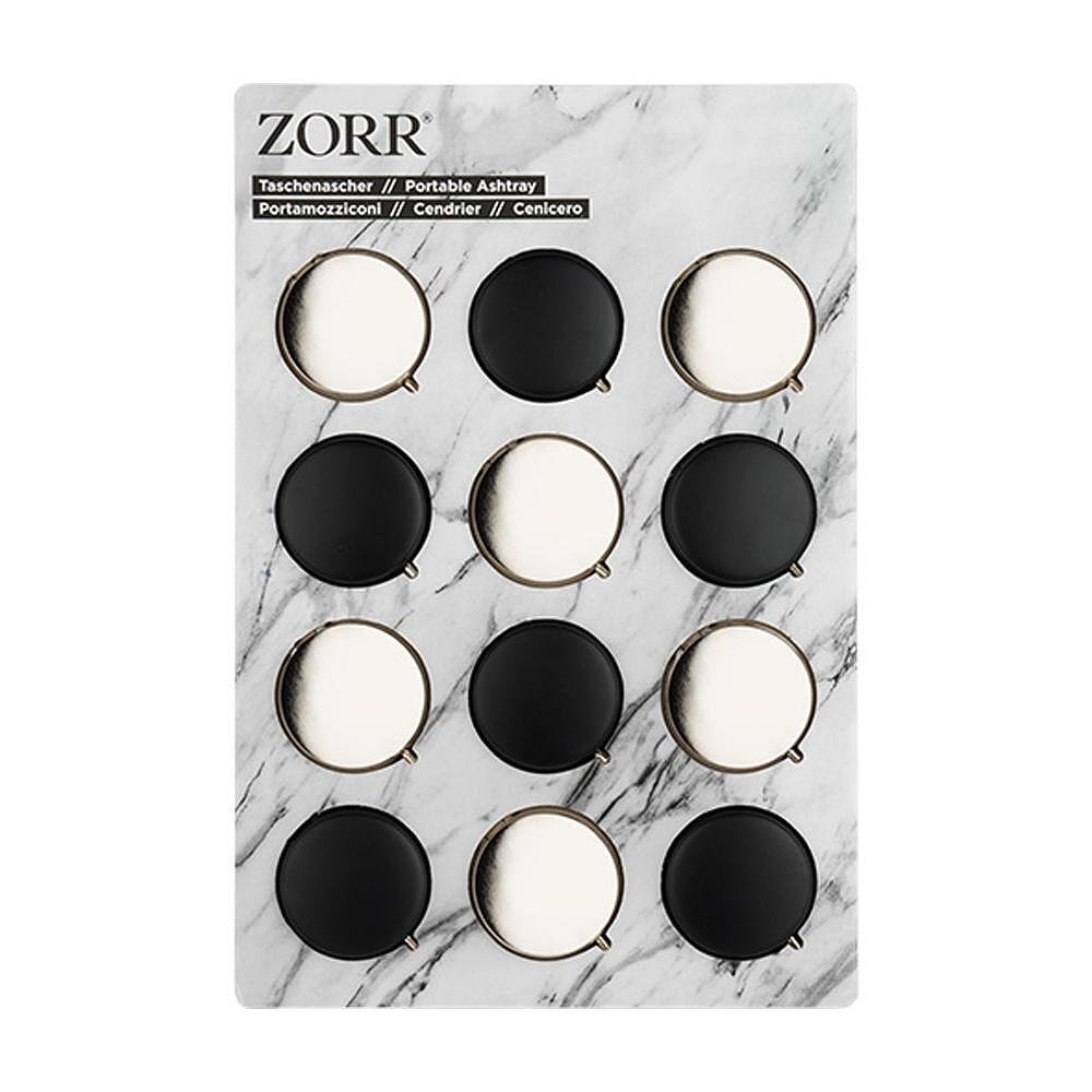 Джобен пепелник Zorr - 12 бр. в дисплей, черен/сребърен