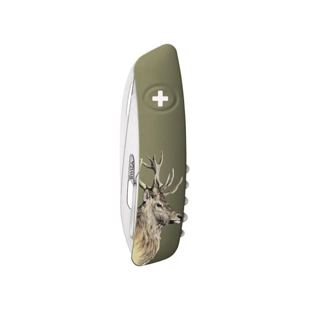 Швейцарско ножче SWIZA - D05 Hunting Deer Olive, 7.5см острие, 12x функции, зелено - 2