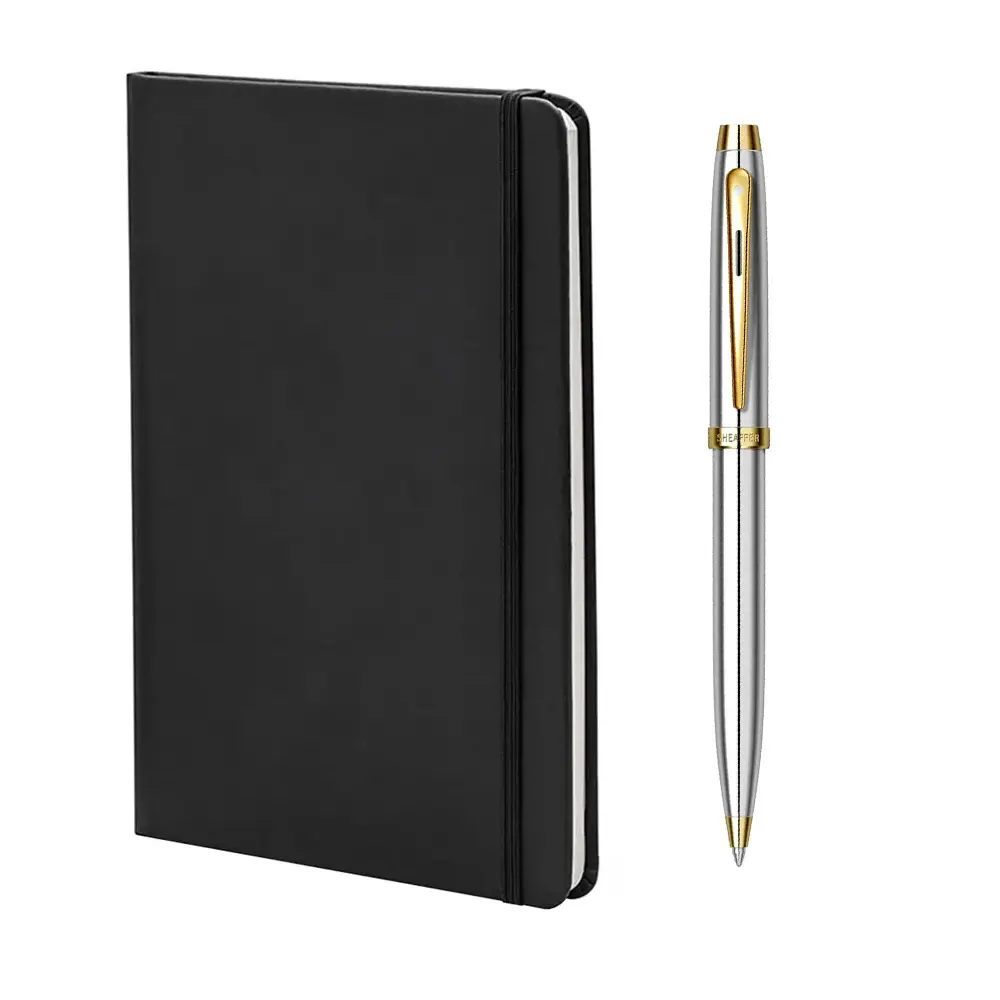 Комплект Sheaffer - химикалка 100 Bright Chrome и тефтер А5
