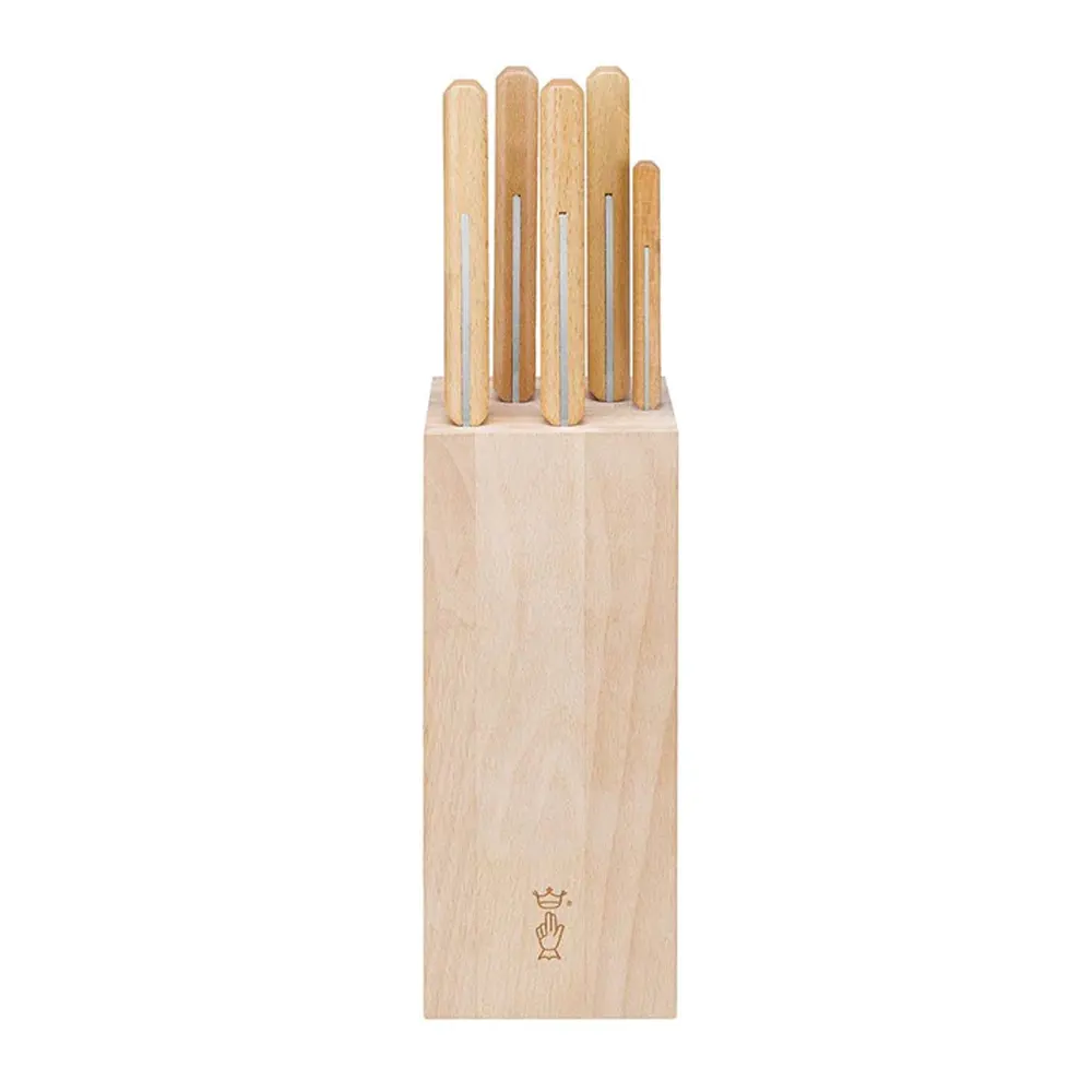 Комплект 5 кухненски ножа Opinel Parallele - Bread, с дървена стойка - 2