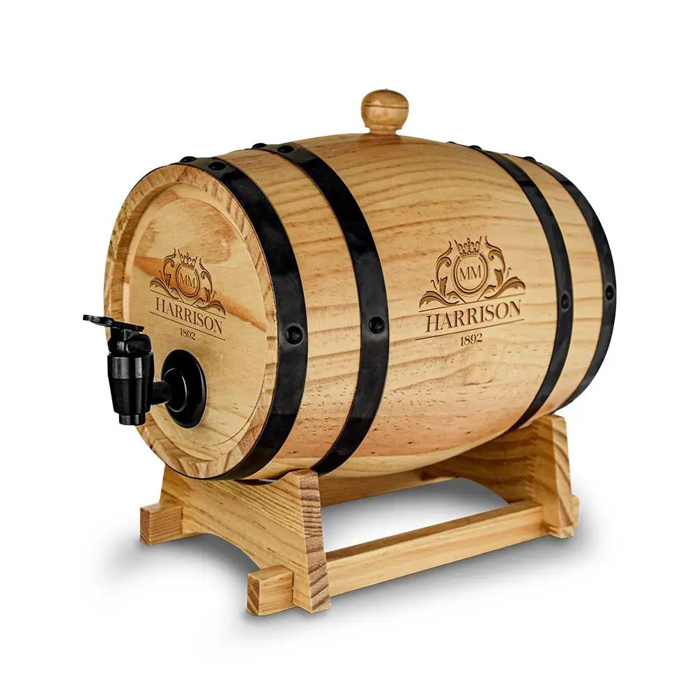 Бъчва-диспенсър Mikamax - Wooden Barrel, борово дърво, 3л