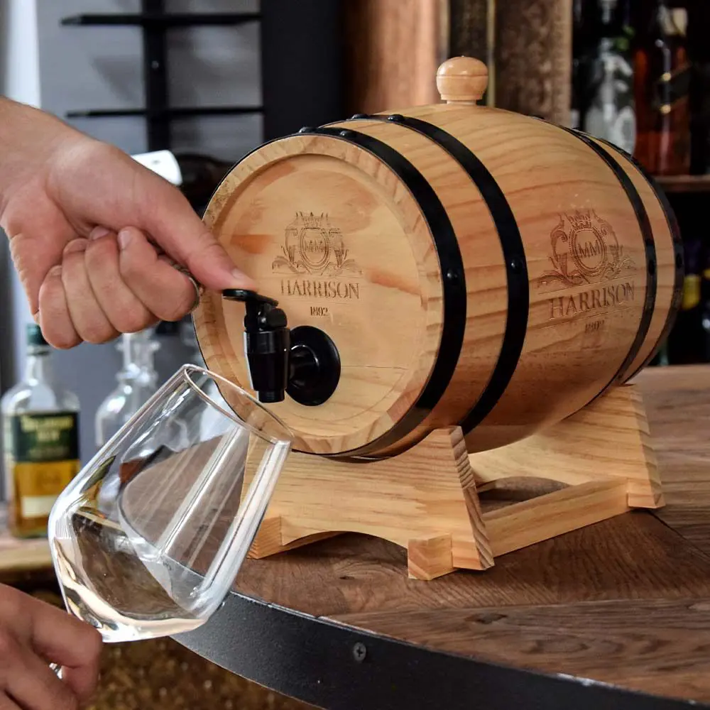 Бъчва-диспенсър Mikamax - Wooden Barrel, борово дърво, 3л - 4