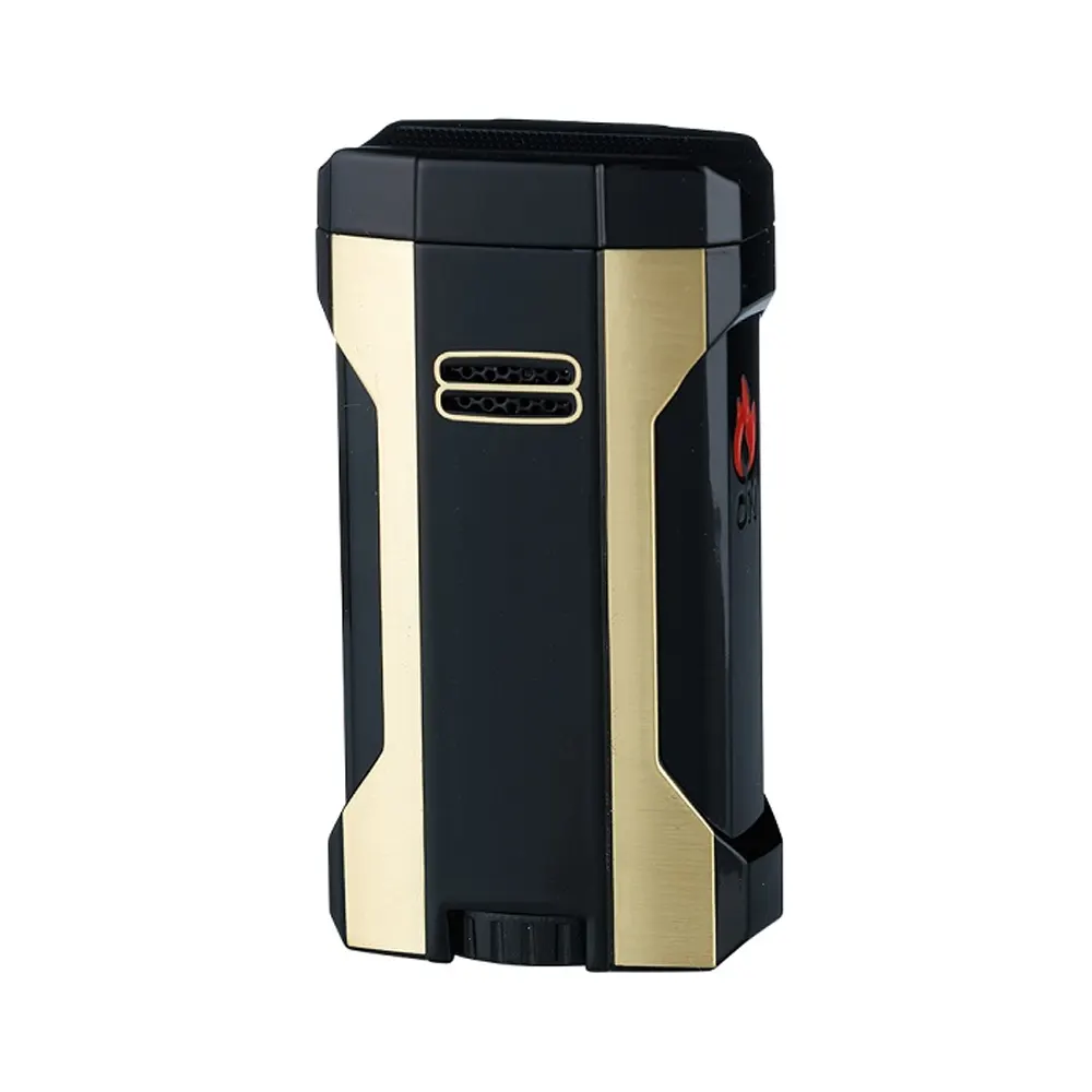 Запалка Eurojet Premium Black&Gold, 4xJET пламък, с поставка и вграден пънч за пури