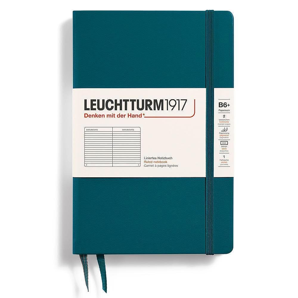 Тефтер B6+ Leuchtturm1917 Notebook Paperback Pacific Green, твърди корици, на редове