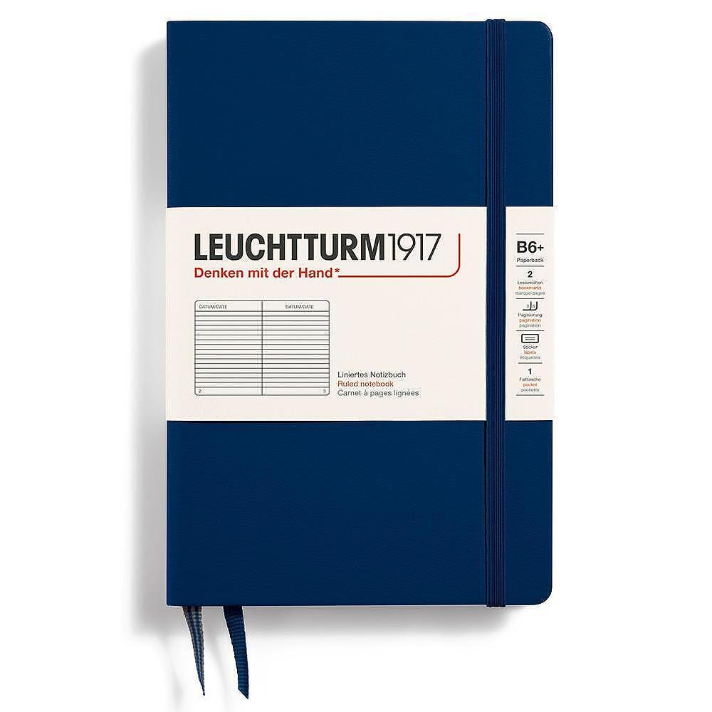 Тефтер B6+ Leuchtturm1917 Notebook Paperback Navy, твърди корици, на редове