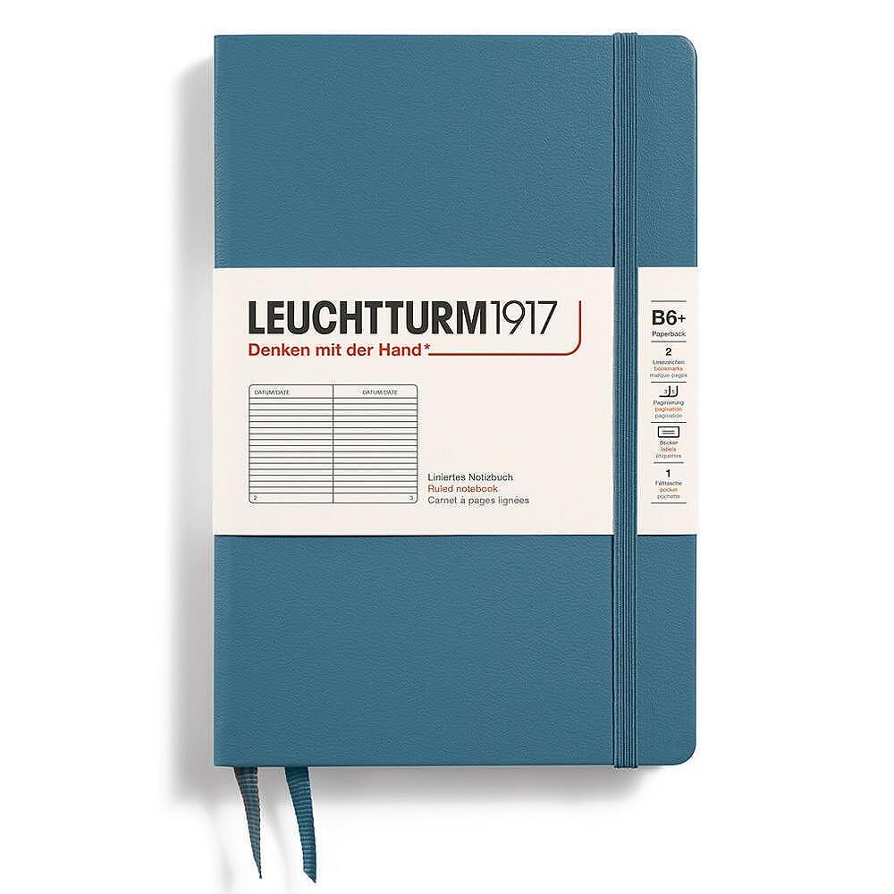 Тефтер B6+ Leuchtturm1917 Notebook Paperback Stone Blue, твърди корици, на редове