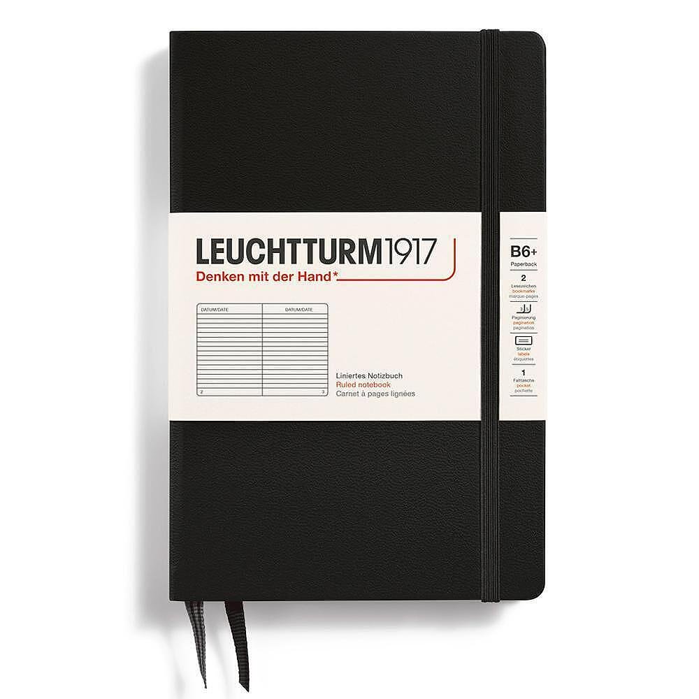 Тефтер B6+ Leuchtturm1917 Notebook Paperback Black, твърди корици, на редове