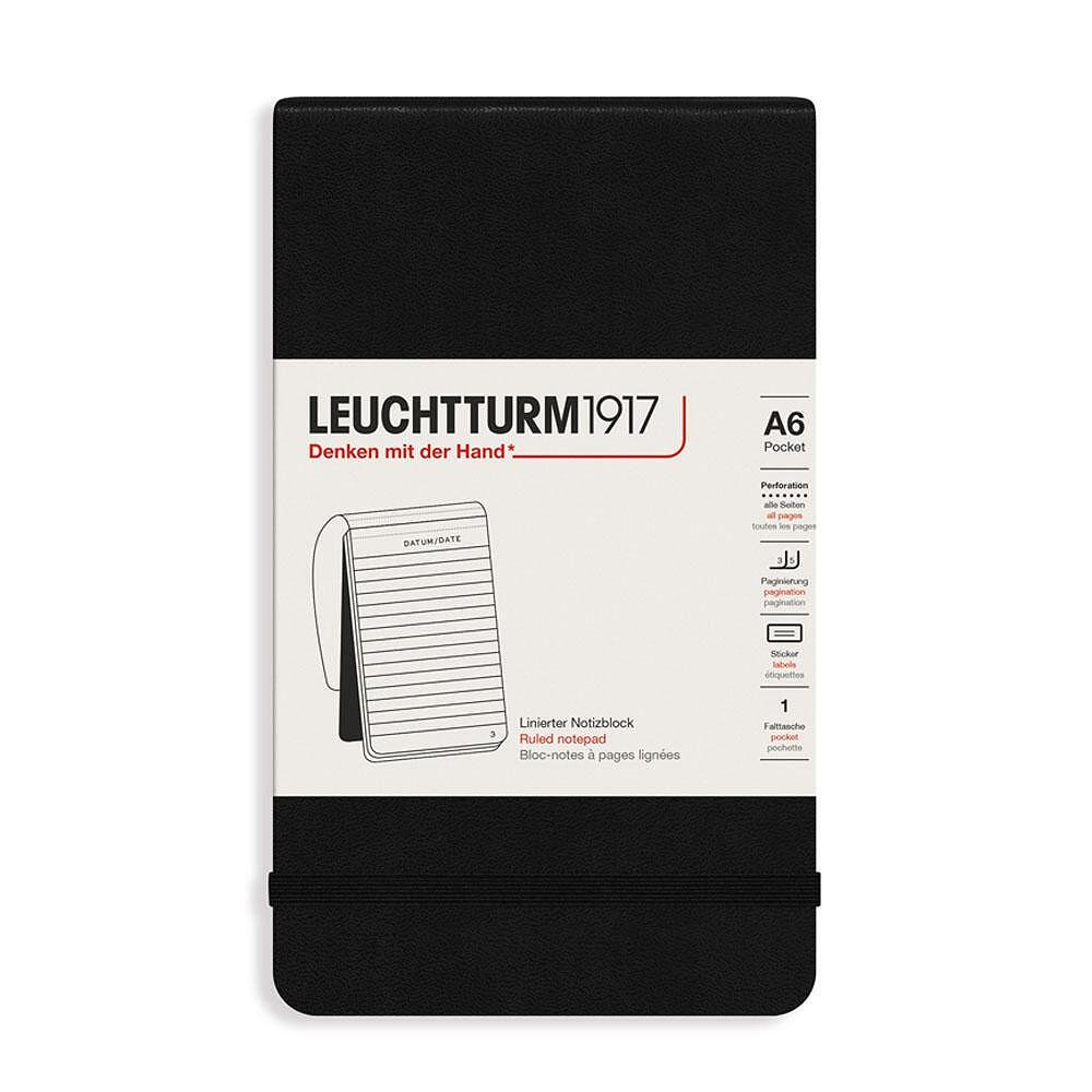 Тефтер А6 Leuchtturm1917 Reporter Notepad, на редове, черен