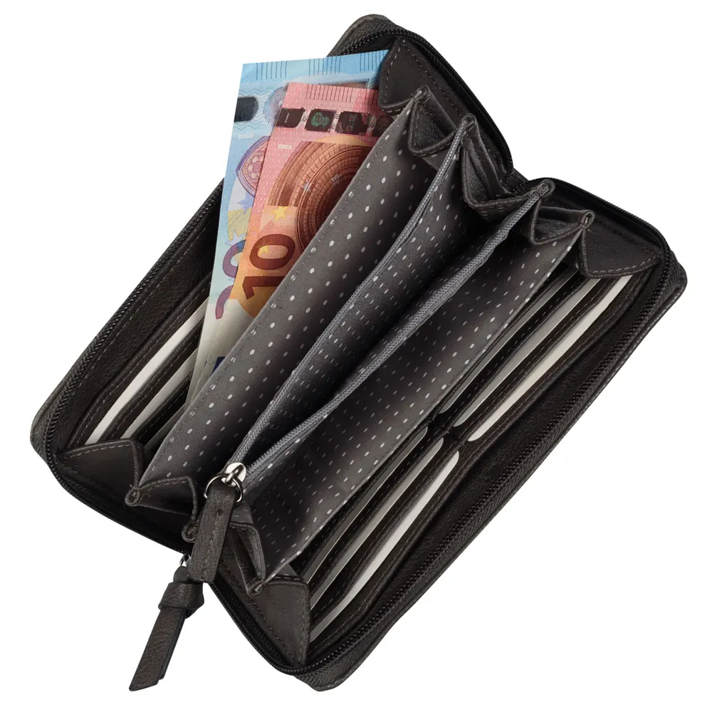 Дамски портфейл с цип Tom Tailor - Juna, сив - 2