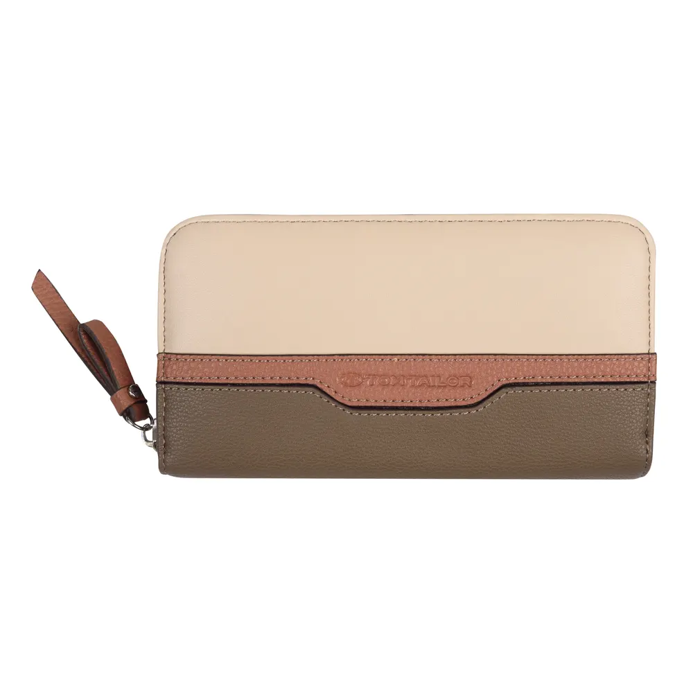 Дамски портфейл Tom Tailor - Juna Mixed Taupe, с цип