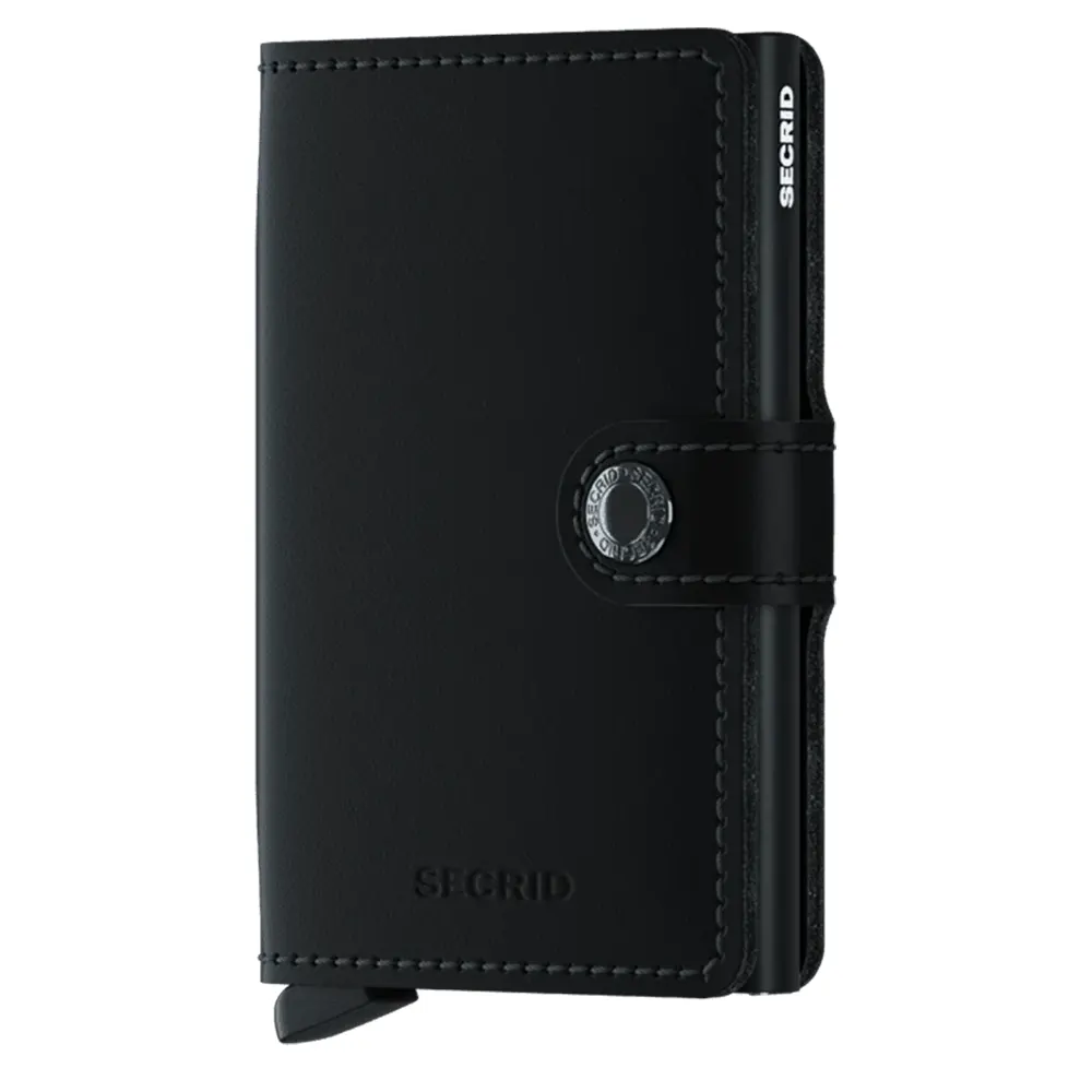Портфейл SECRID - Mini Matte Black, естествена кожа, с RFID защита