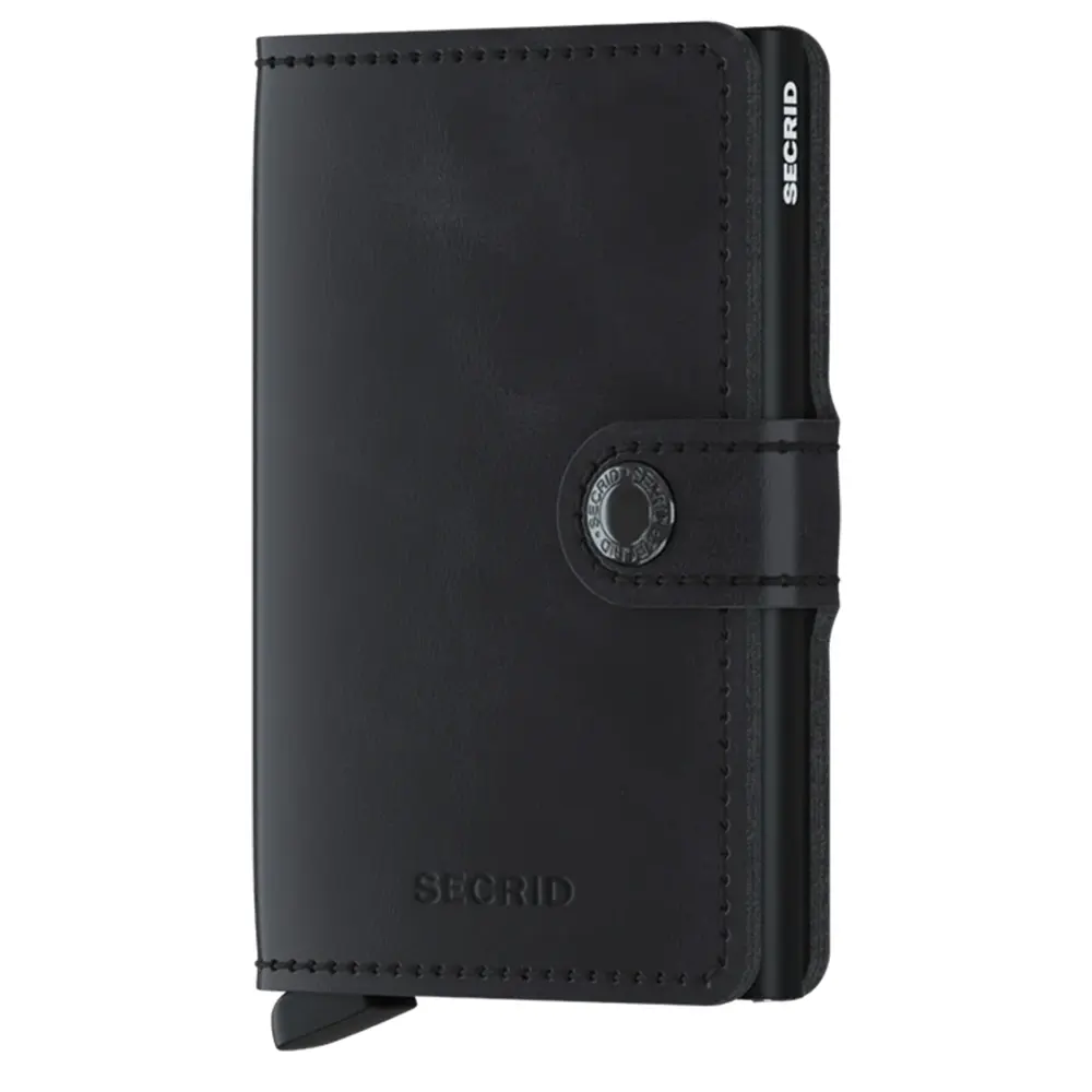 Портфейл SECRID - Mini Vintage Black, естествена кожа, с RFID защита