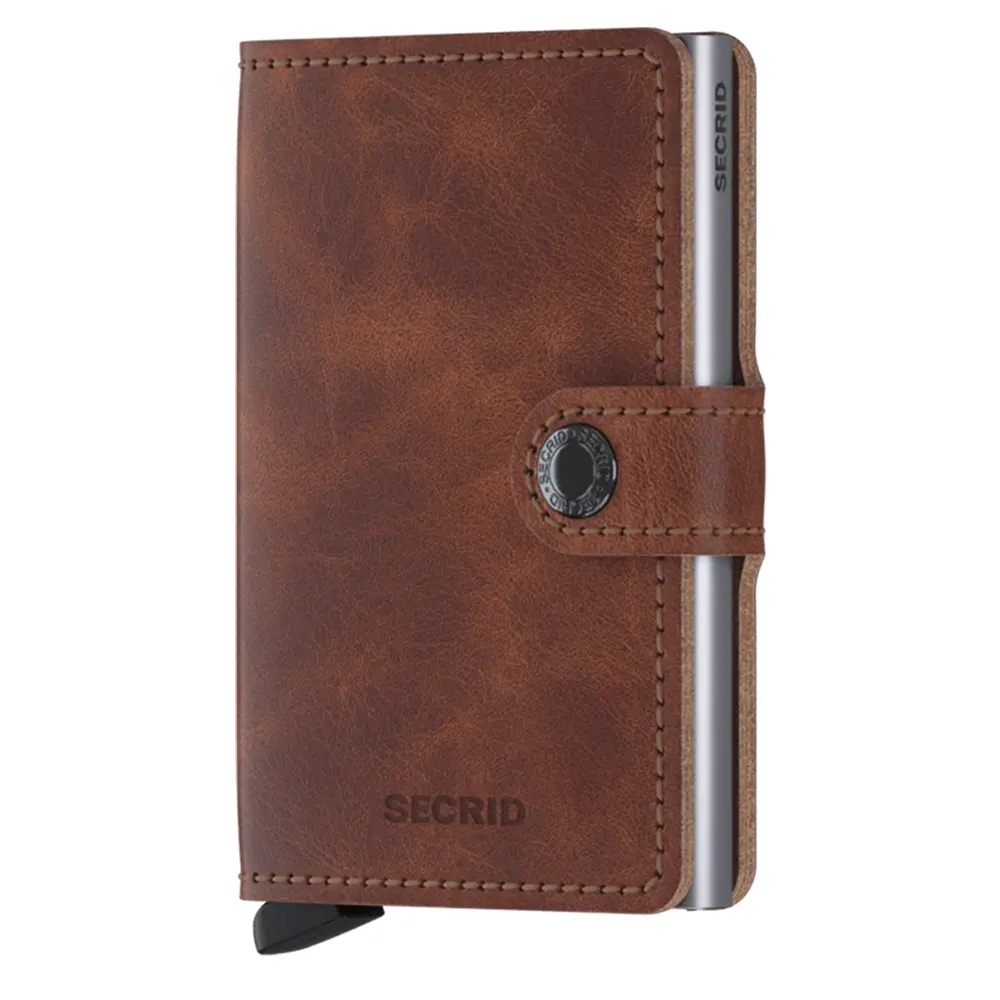 Портфейл SECRID - Mini Vintage Brown, естествена кожа, с RFID защита