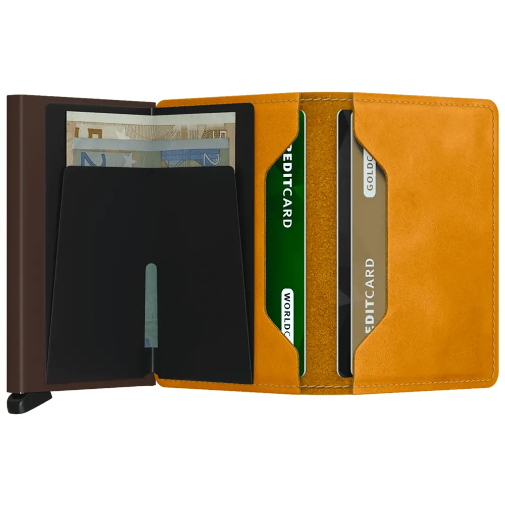 Портфейл SECRID - Mini Vintage Ochre, естествена кожа, с RFID защита - 3