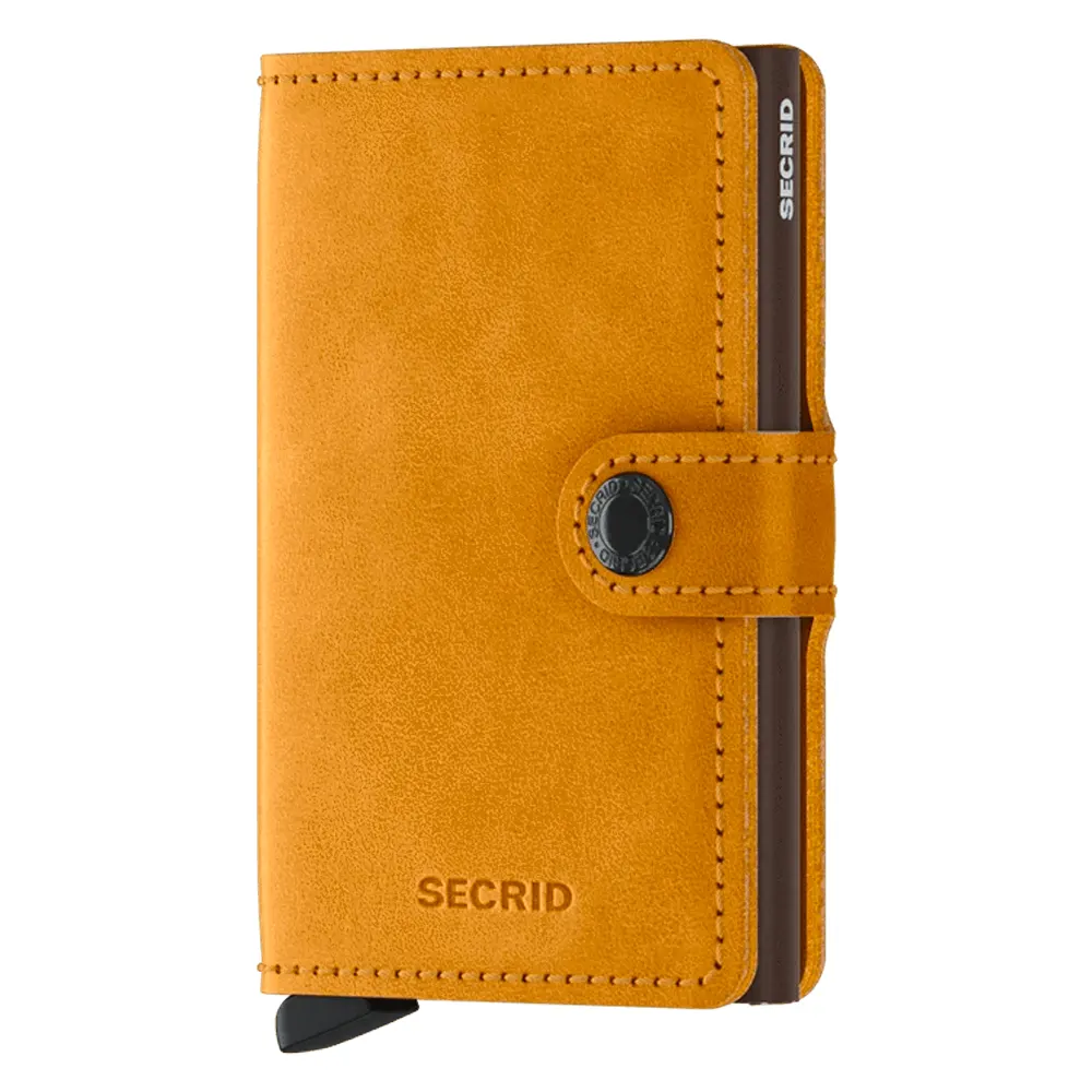 Портфейл SECRID - Mini Vintage Ochre, естествена кожа, с RFID защита