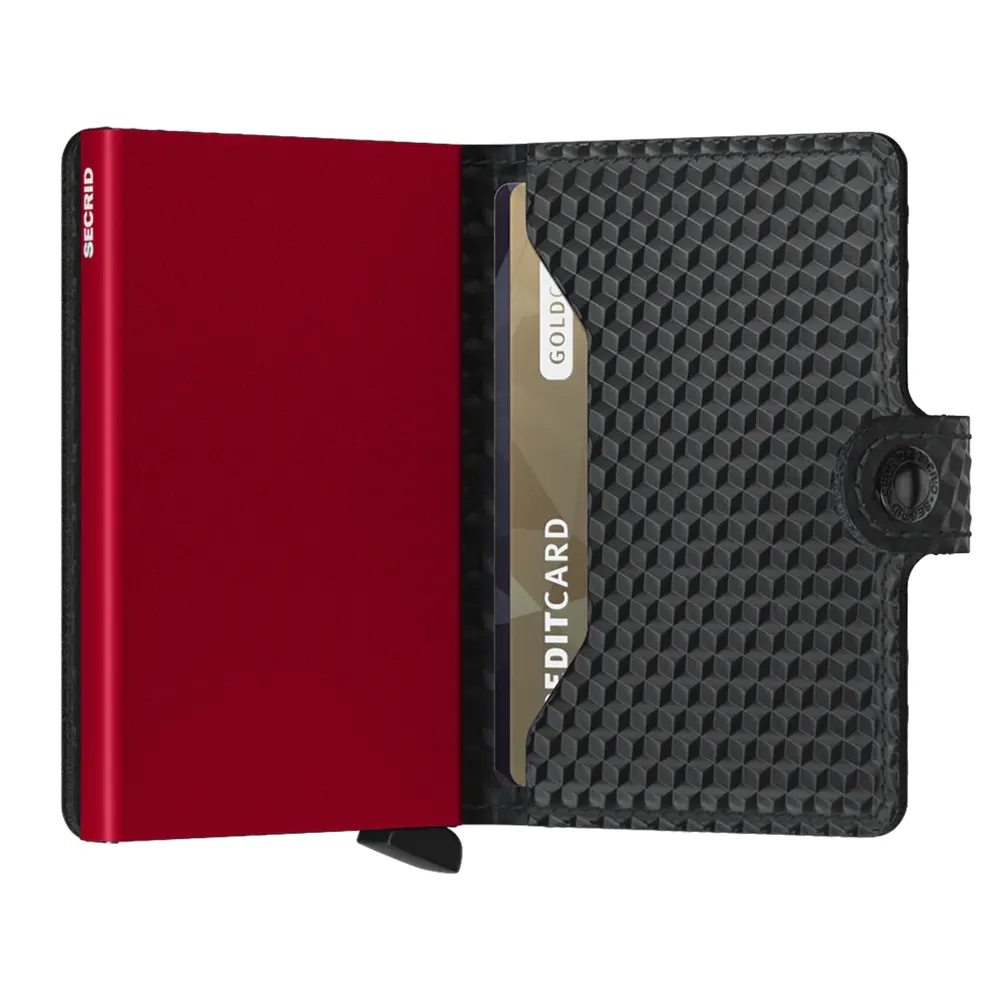 Портфейл SECRID - Mini Cubic Black-Red, естествена кожа, с RFID защита - 2